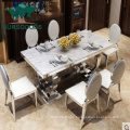 Home Furniture Modern Luxury Stainless Steel Artificial Marble Dining Table Set 